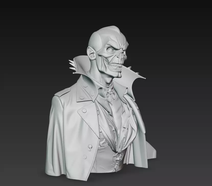 The Crimson Marquis - Gothic Vampire Demon Bust 3D print model_10
