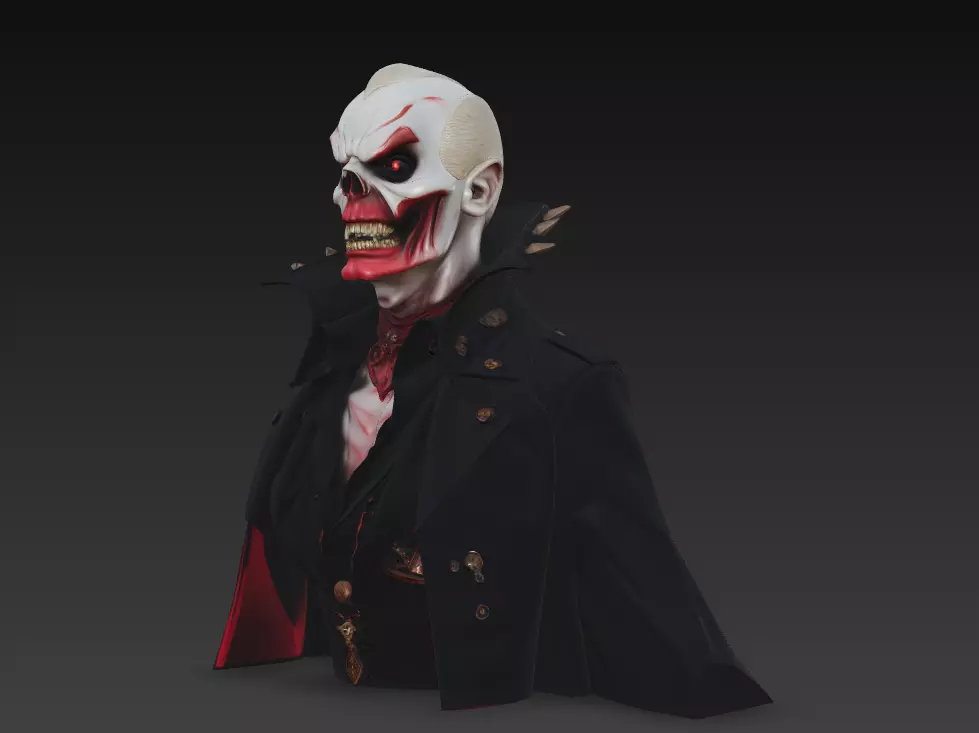 The Crimson Marquis - Gothic Vampire Demon Bust 3D print model_0