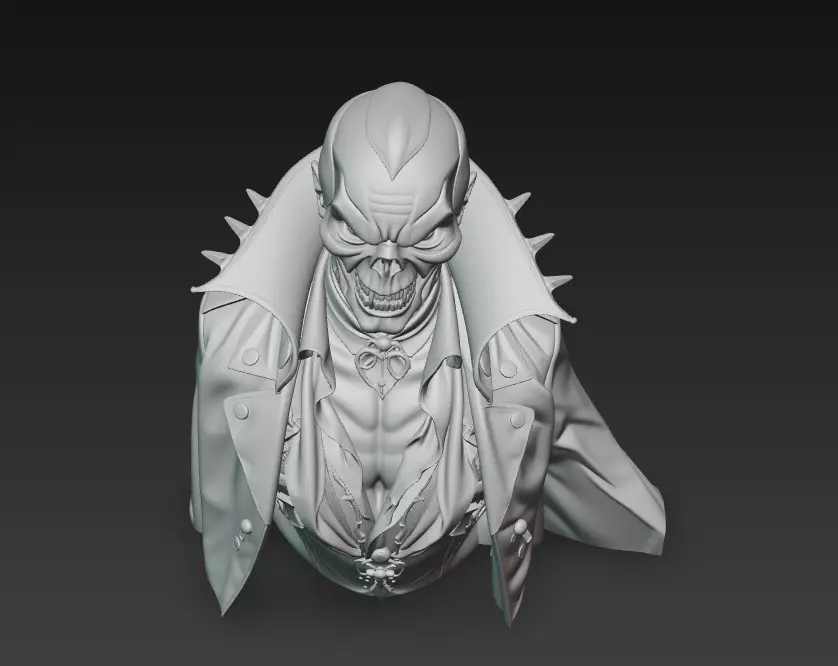 The Crimson Marquis - Gothic Vampire Demon Bust 3D print model_11