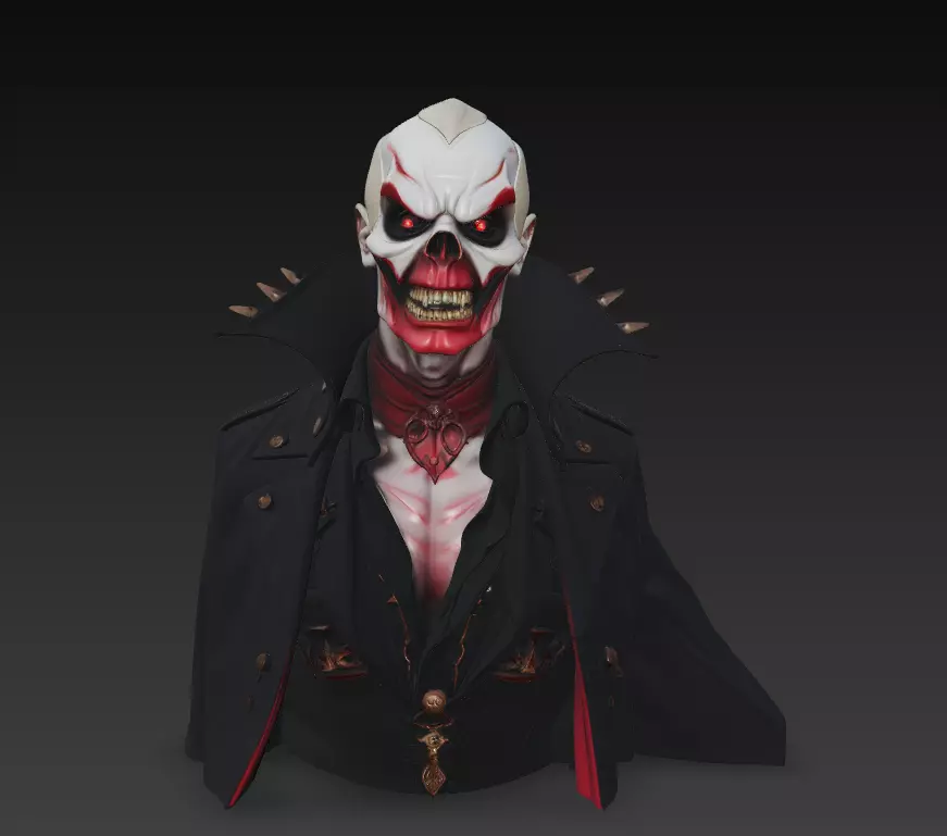 The Crimson Marquis - Gothic Vampire Demon Bust 3D print model_1