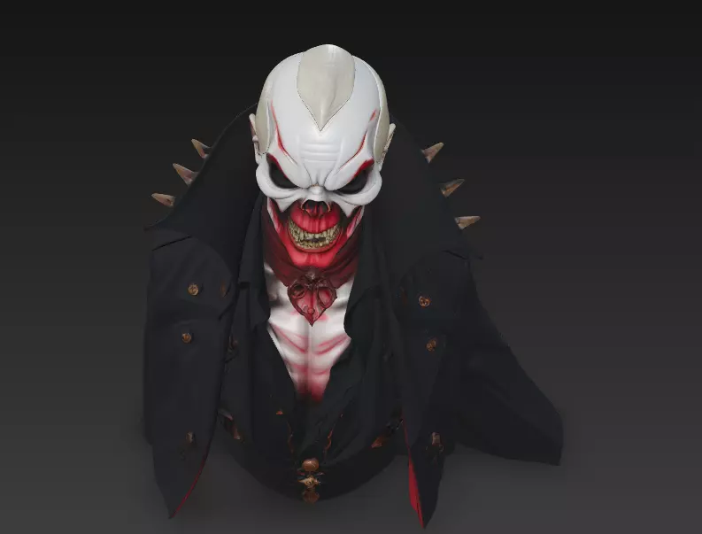 The Crimson Marquis - Gothic Vampire Demon Bust 3D print model_4