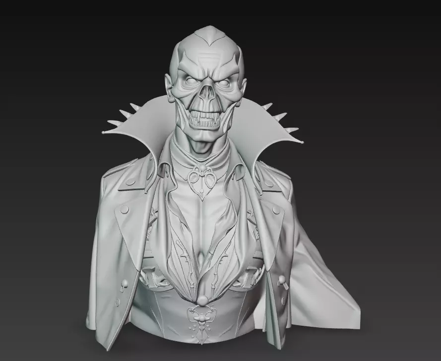 The Crimson Marquis - Gothic Vampire Demon Bust 3D print model_8