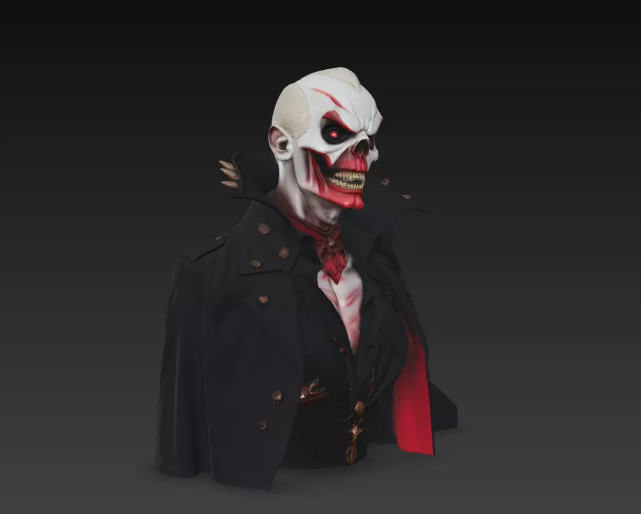The Crimson Marquis - Gothic Vampire Demon Bust 3D print model_2