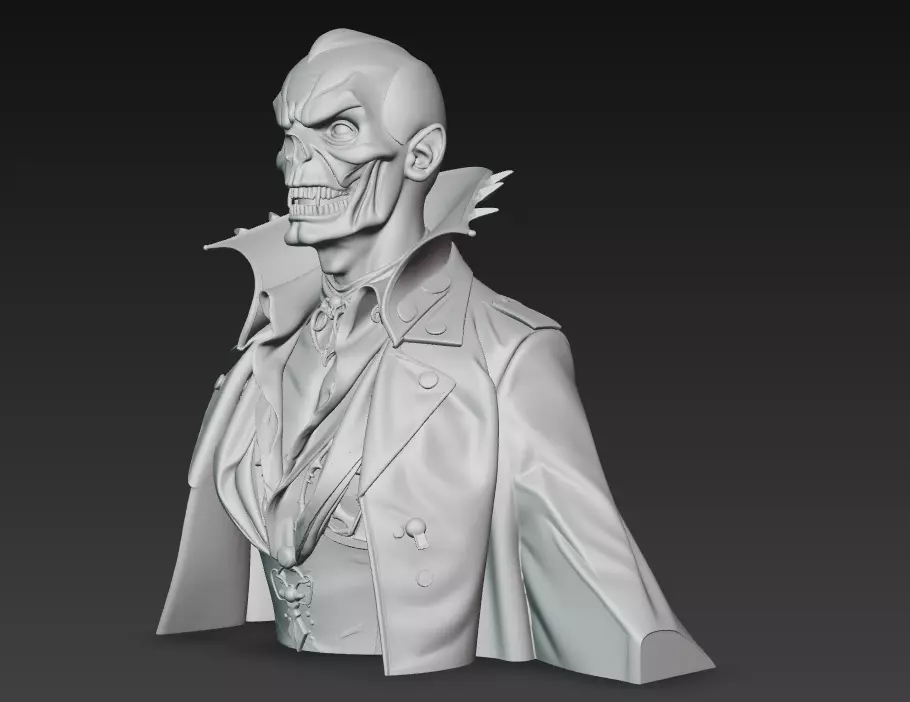 The Crimson Marquis - Gothic Vampire Demon Bust 3D print model_9