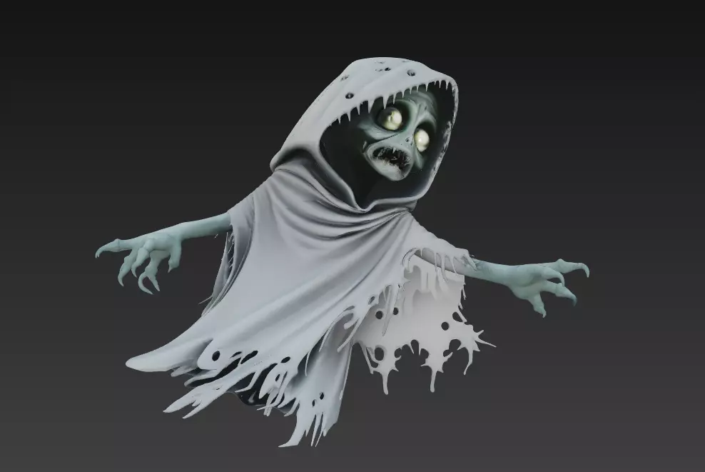 The Forsaken Spirit - Stylized Haunted Ghost Sculpture 3D print model_0