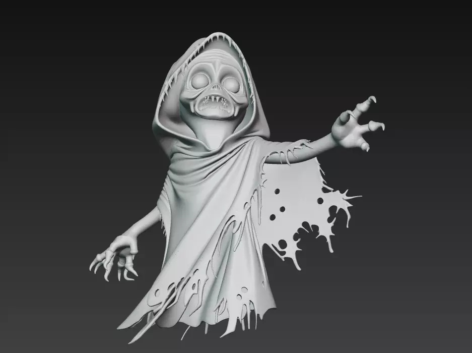 The Forsaken Spirit - Stylized Haunted Ghost Sculpture 3D print model_3