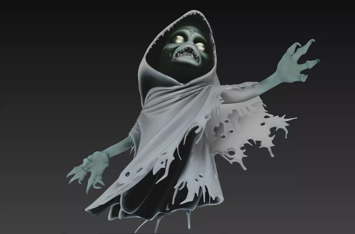 The Forsaken Spirit - Stylized Haunted Ghost Sculpture 3D print model_1
