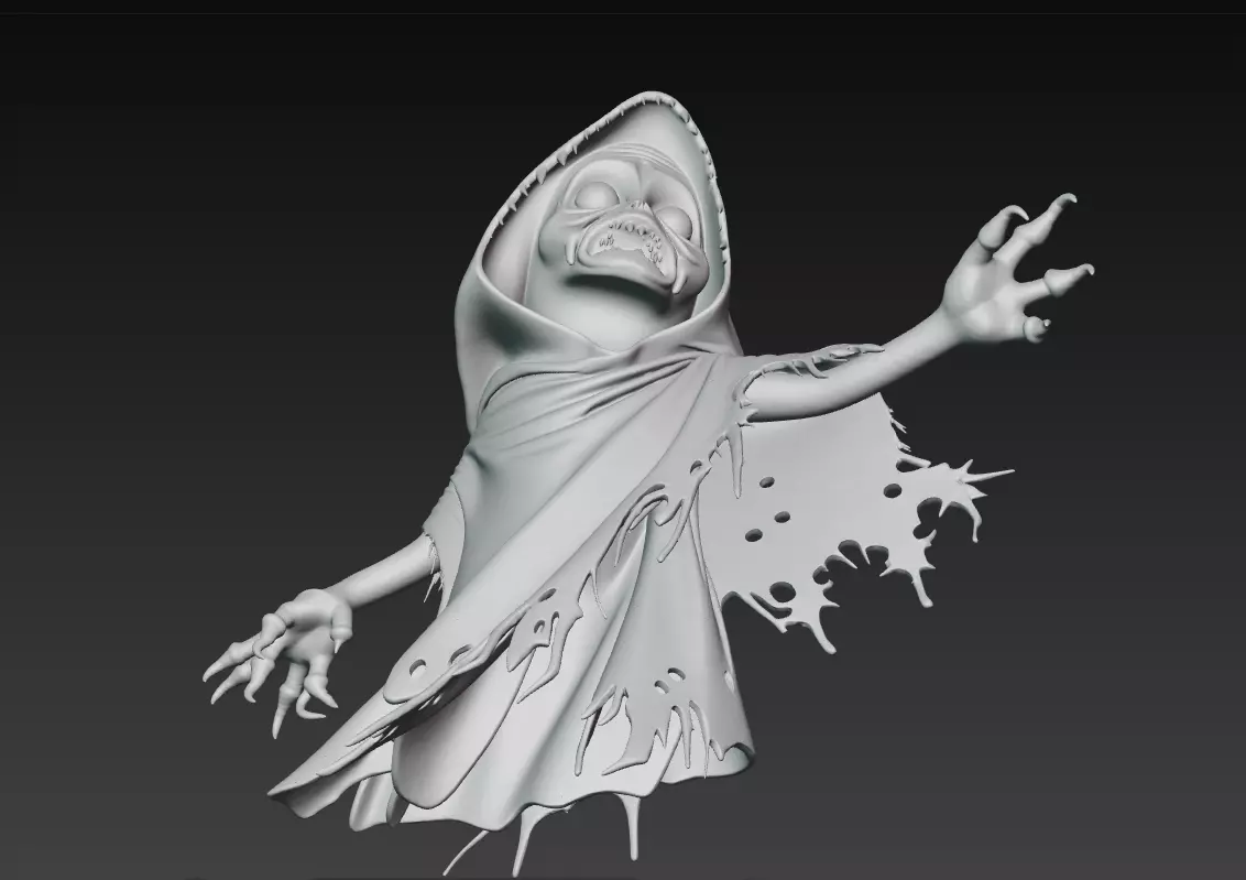 The Forsaken Spirit - Stylized Haunted Ghost Sculpture 3D print model_7