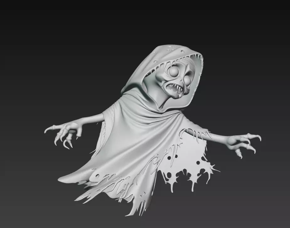 The Forsaken Spirit - Stylized Haunted Ghost Sculpture 3D print model_4