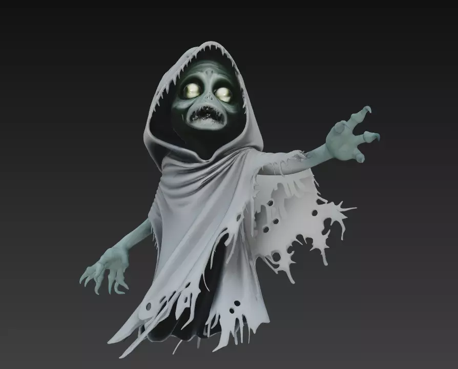 The Forsaken Spirit - Stylized Haunted Ghost Sculpture 3D print model_5