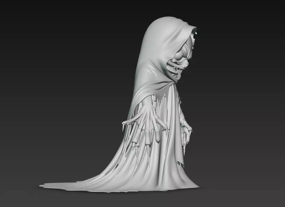 The Grinning Wraith - Stylized Evil Ghost Sculpture 3D print model_6