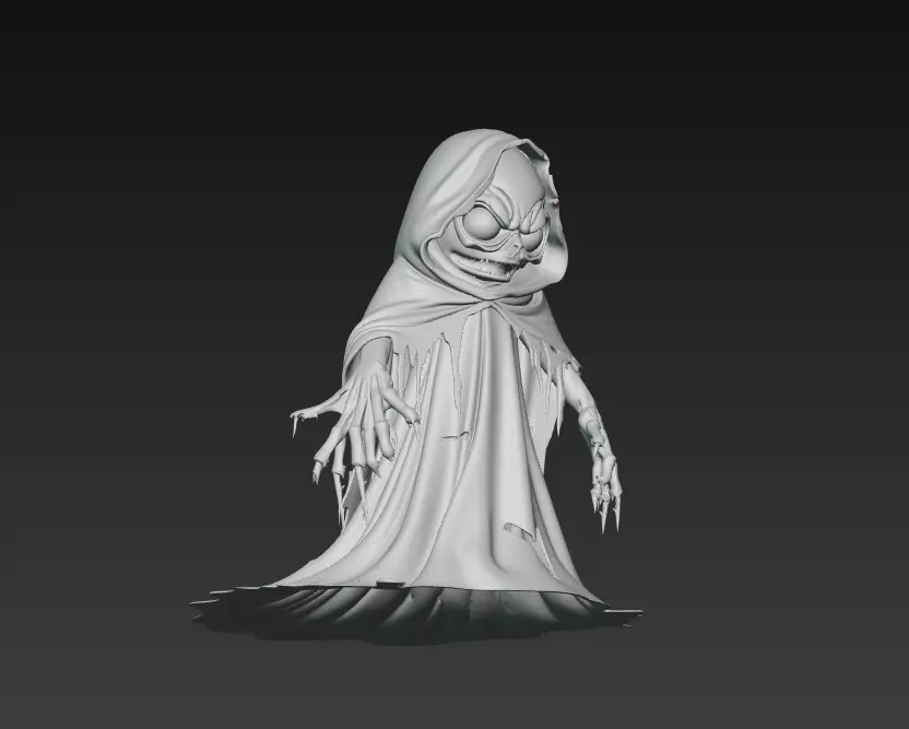 The Grinning Wraith - Stylized Evil Ghost Sculpture 3D print model_10