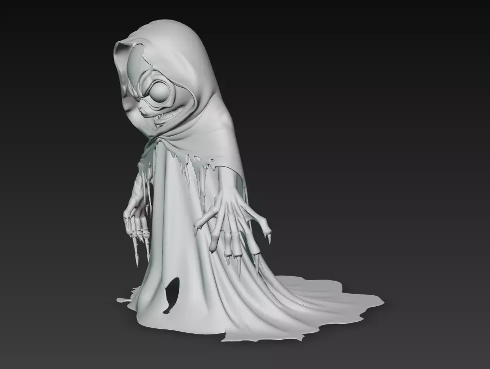 The Grinning Wraith - Stylized Evil Ghost Sculpture 3D print model_7