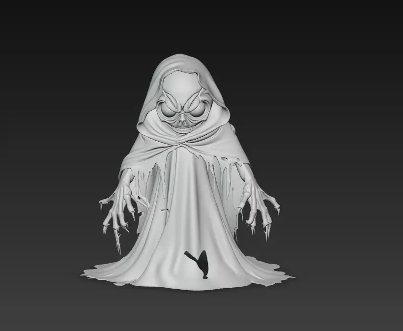 The Grinning Wraith - Stylized Evil Ghost Sculpture 3D print model_8