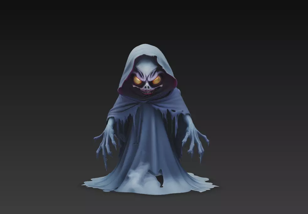 The Grinning Wraith - Stylized Evil Ghost Sculpture 3D print model_1