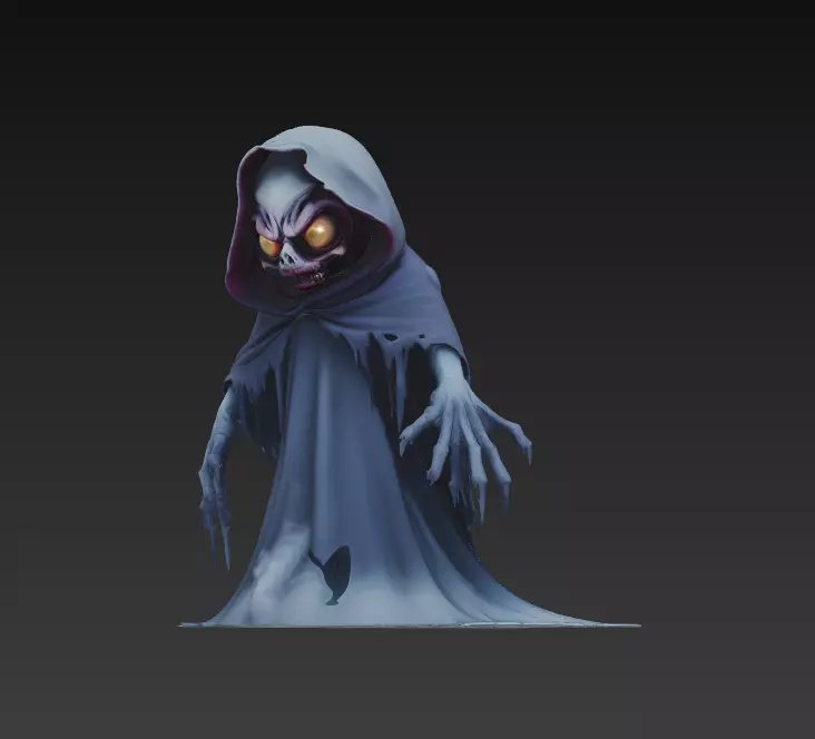 The Grinning Wraith - Stylized Evil Ghost Sculpture 3D print model_2