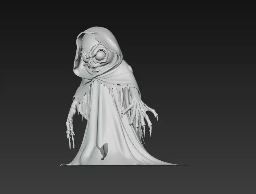 The Grinning Wraith - Stylized Evil Ghost Sculpture 3D print model_9