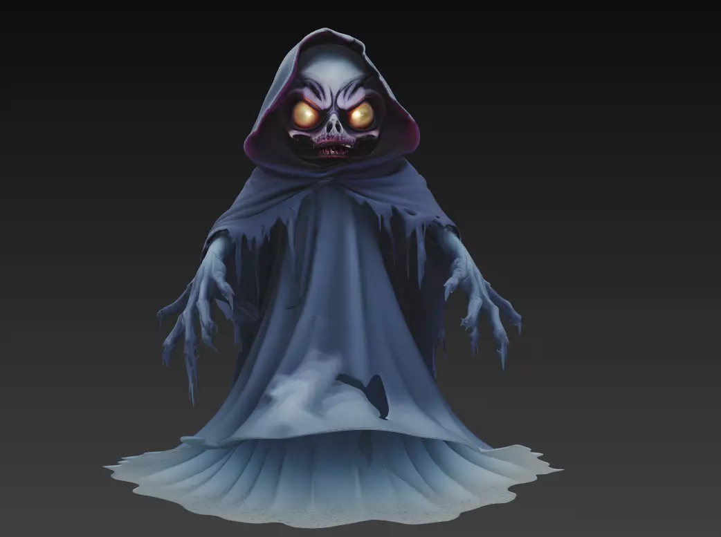 The Grinning Wraith - Stylized Evil Ghost Sculpture 3D print model_4