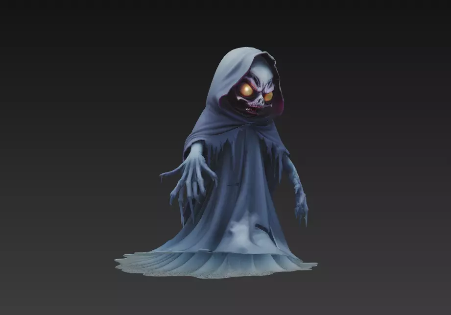 The Grinning Wraith - Stylized Evil Ghost Sculpture 3D print model_0
