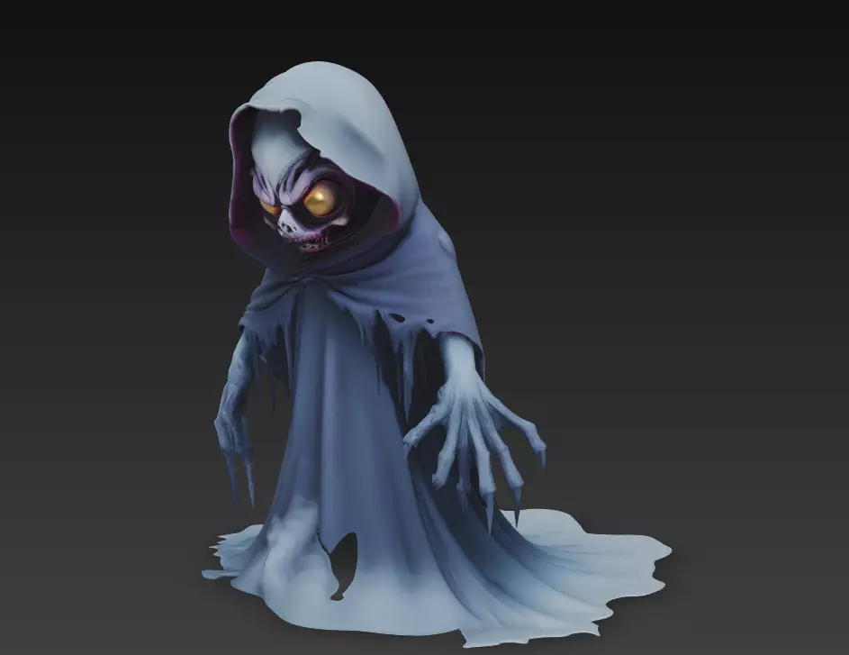 The Grinning Wraith - Stylized Evil Ghost Sculpture 3D print model_3