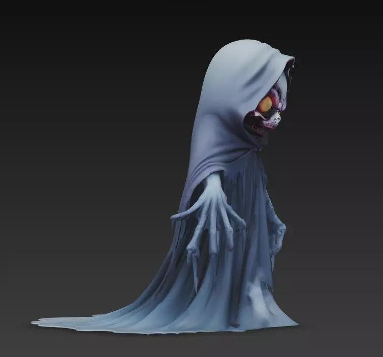 The Grinning Wraith - Stylized Evil Ghost Sculpture 3D print model_5