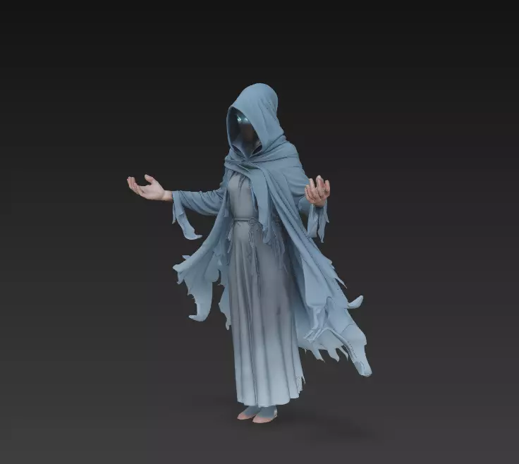 The Luminous Veil - Ethereal Spirit Priestess Sculpture 3D print model_3