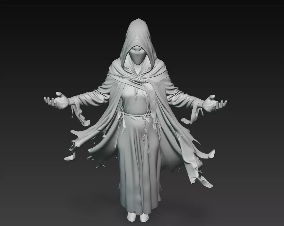 The Luminous Veil - Ethereal Spirit Priestess Sculpture 3D print model_8