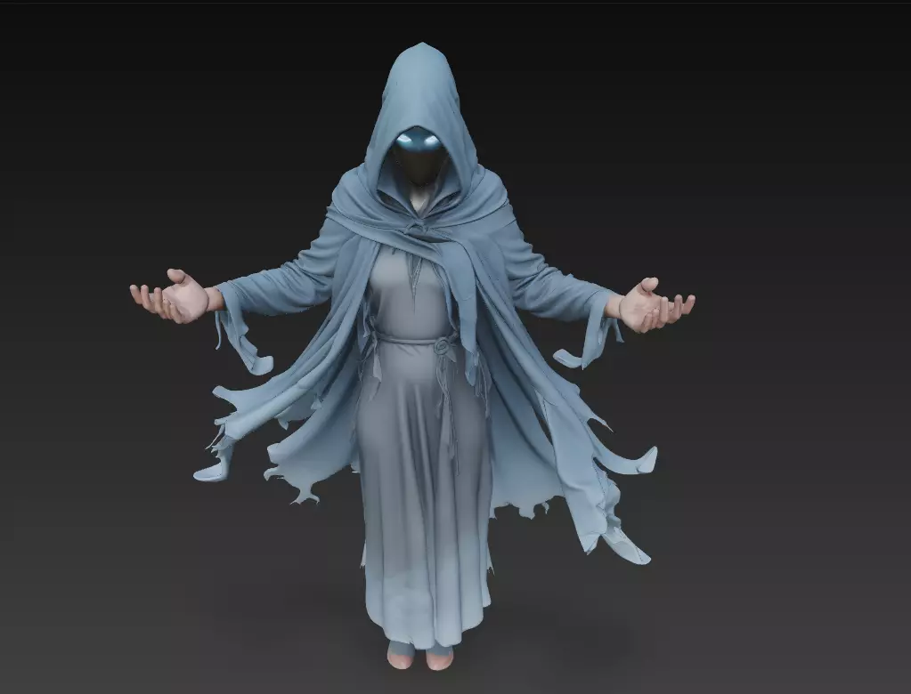 The Luminous Veil - Ethereal Spirit Priestess Sculpture 3D print model_1