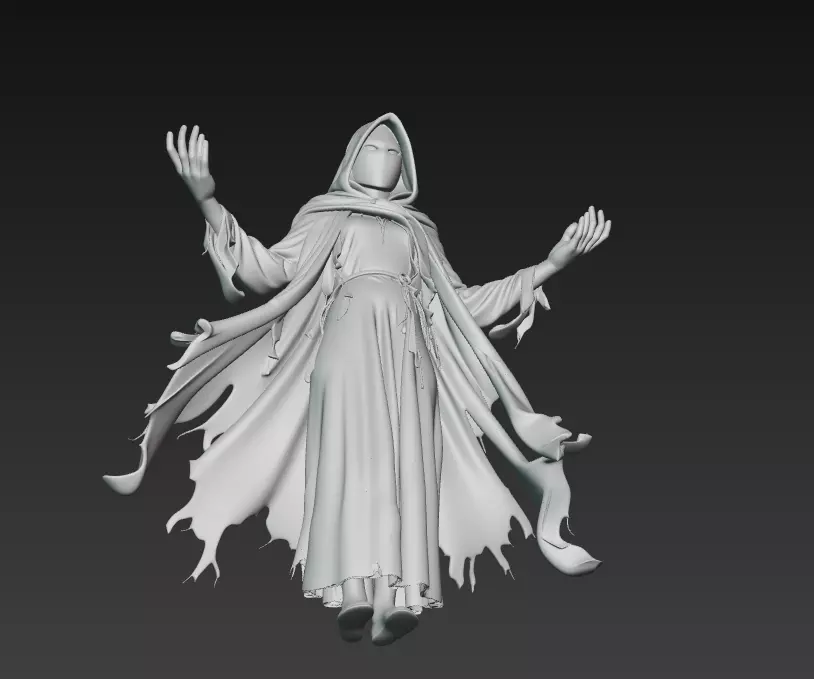 The Luminous Veil - Ethereal Spirit Priestess Sculpture 3D print model_6