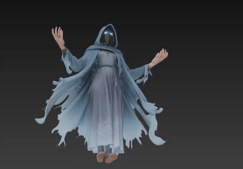The Luminous Veil - Ethereal Spirit Priestess Sculpture 3D print model_2