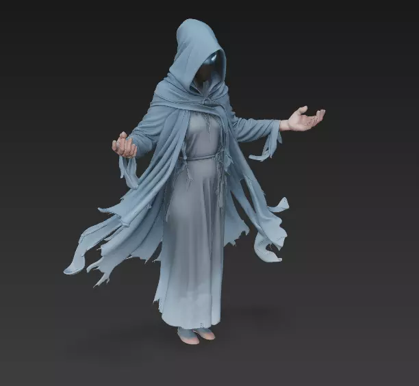 The Luminous Veil - Ethereal Spirit Priestess Sculpture 3D print model_4