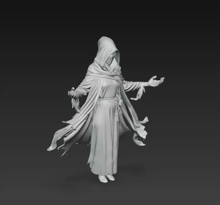 The Luminous Veil - Ethereal Spirit Priestess Sculpture 3D print model_5