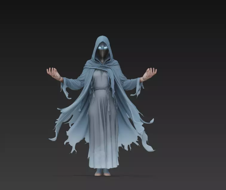 The Luminous Veil - Ethereal Spirit Priestess Sculpture 3D print model_0