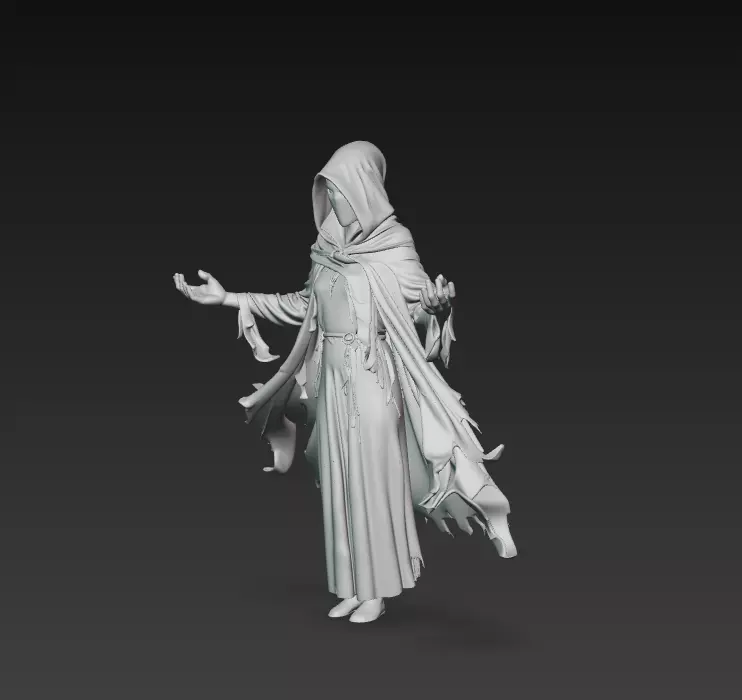 The Luminous Veil - Ethereal Spirit Priestess Sculpture 3D print model_9