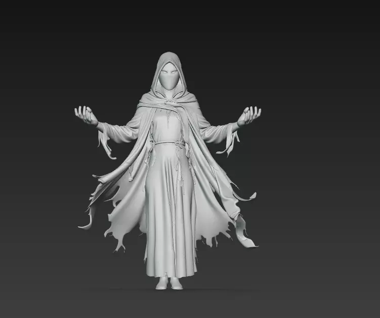 The Luminous Veil - Ethereal Spirit Priestess Sculpture 3D print model_7