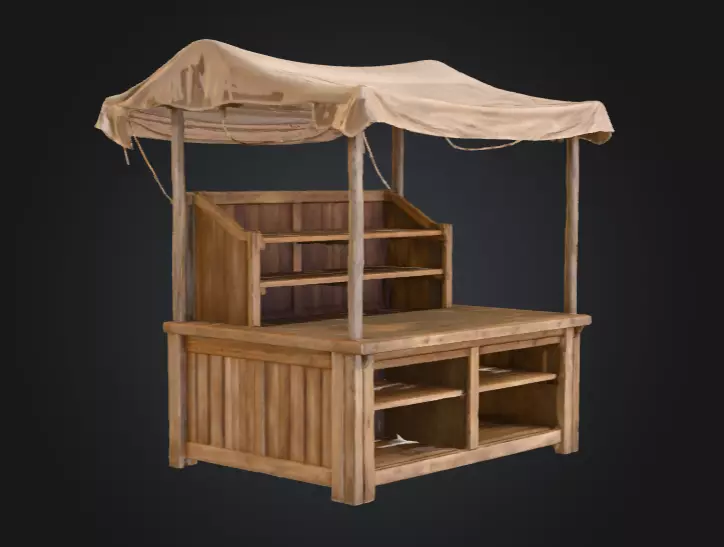 Market Stall Display Low-poly 3D model_1