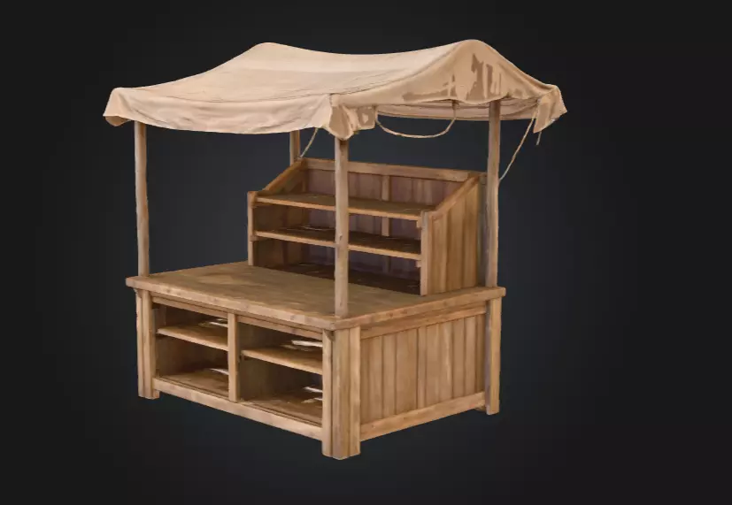 Market Stall Display Low-poly 3D model_7