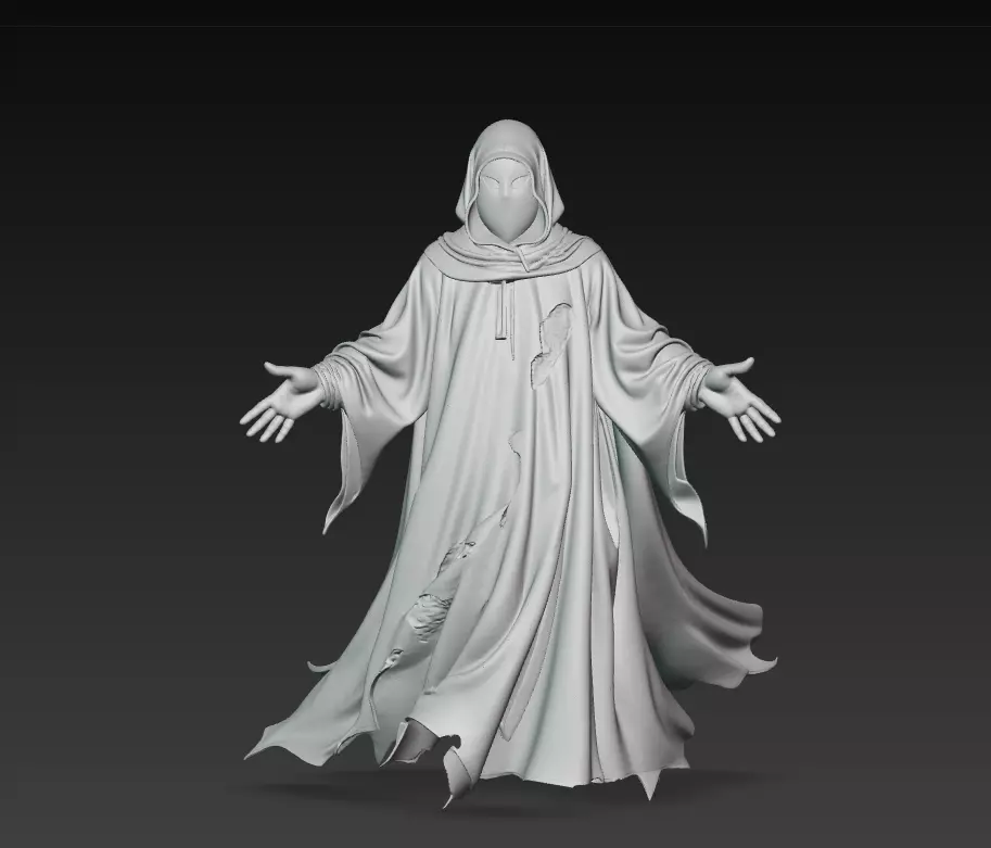 The Wraith of Silence - Stylized Ghostly Spirit Sculpture 3D print model_6