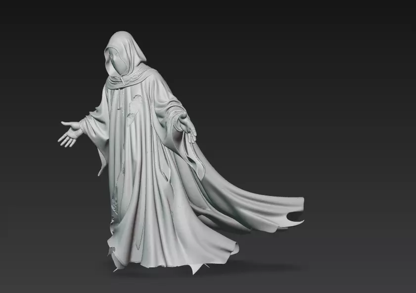 The Wraith of Silence - Stylized Ghostly Spirit Sculpture 3D print model_8