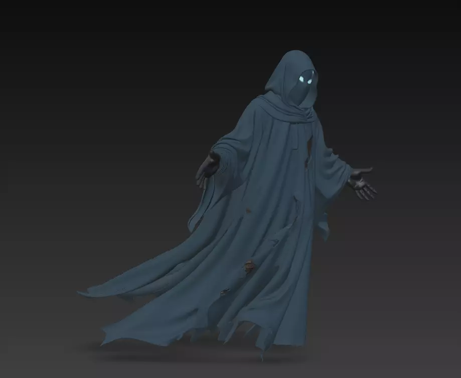The Wraith of Silence - Stylized Ghostly Spirit Sculpture 3D print model_0