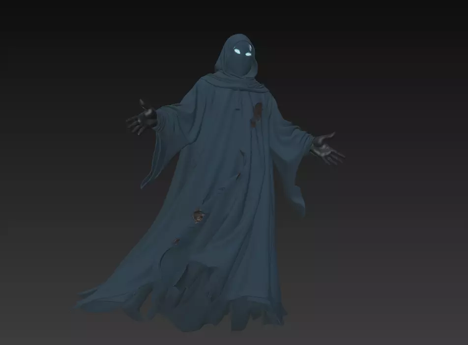 The Wraith of Silence - Stylized Ghostly Spirit Sculpture 3D print model_1