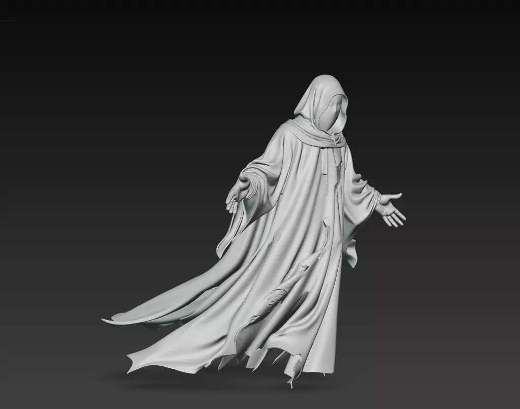 The Wraith of Silence - Stylized Ghostly Spirit Sculpture 3D print model_5