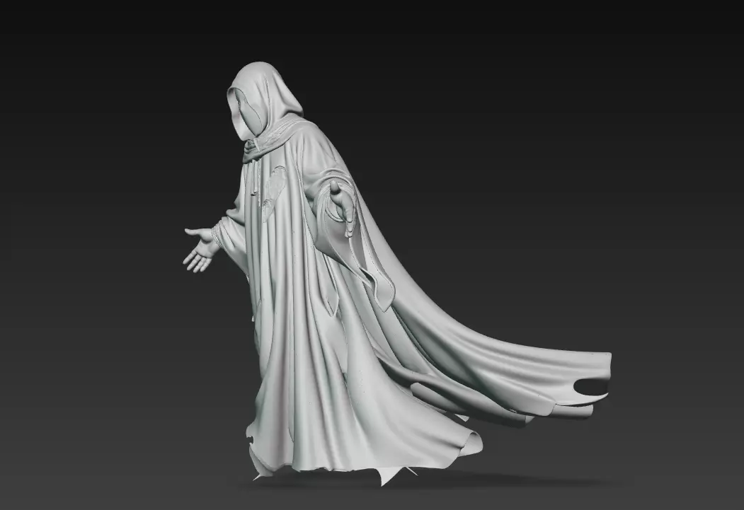 The Wraith of Silence - Stylized Ghostly Spirit Sculpture 3D print model_7
