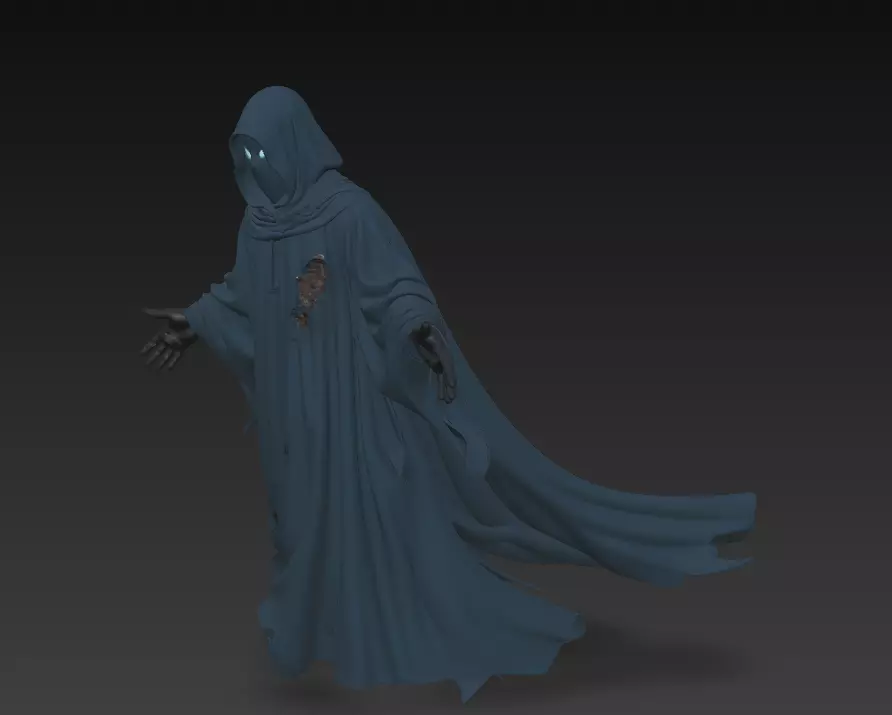 The Wraith of Silence - Stylized Ghostly Spirit Sculpture 3D print model_3