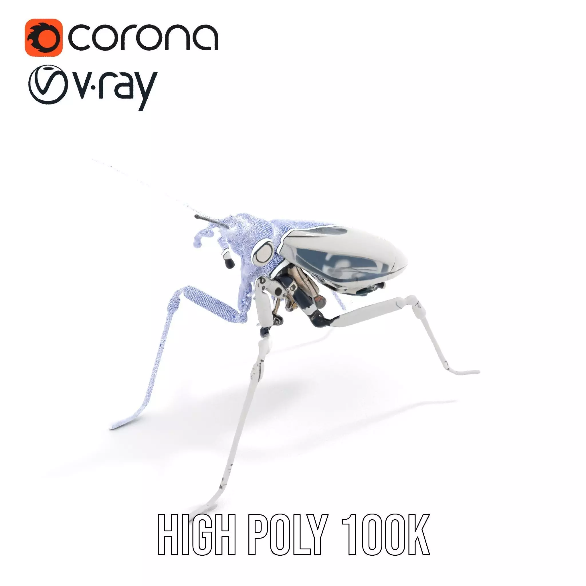 Futuristic Metallic Insect model pack Low-poly 3D model_26