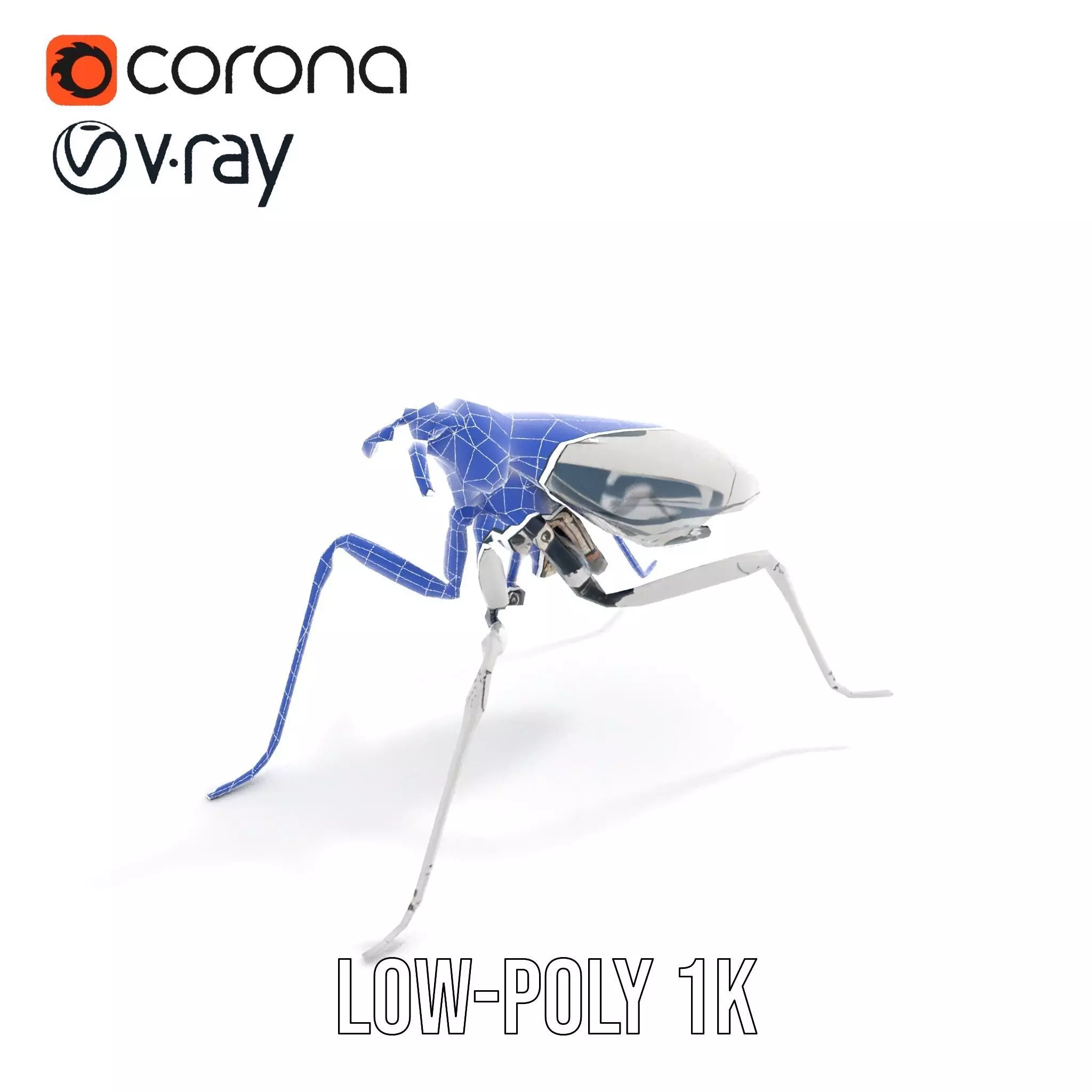Futuristic Metallic Insect model pack Low-poly 3D model_31