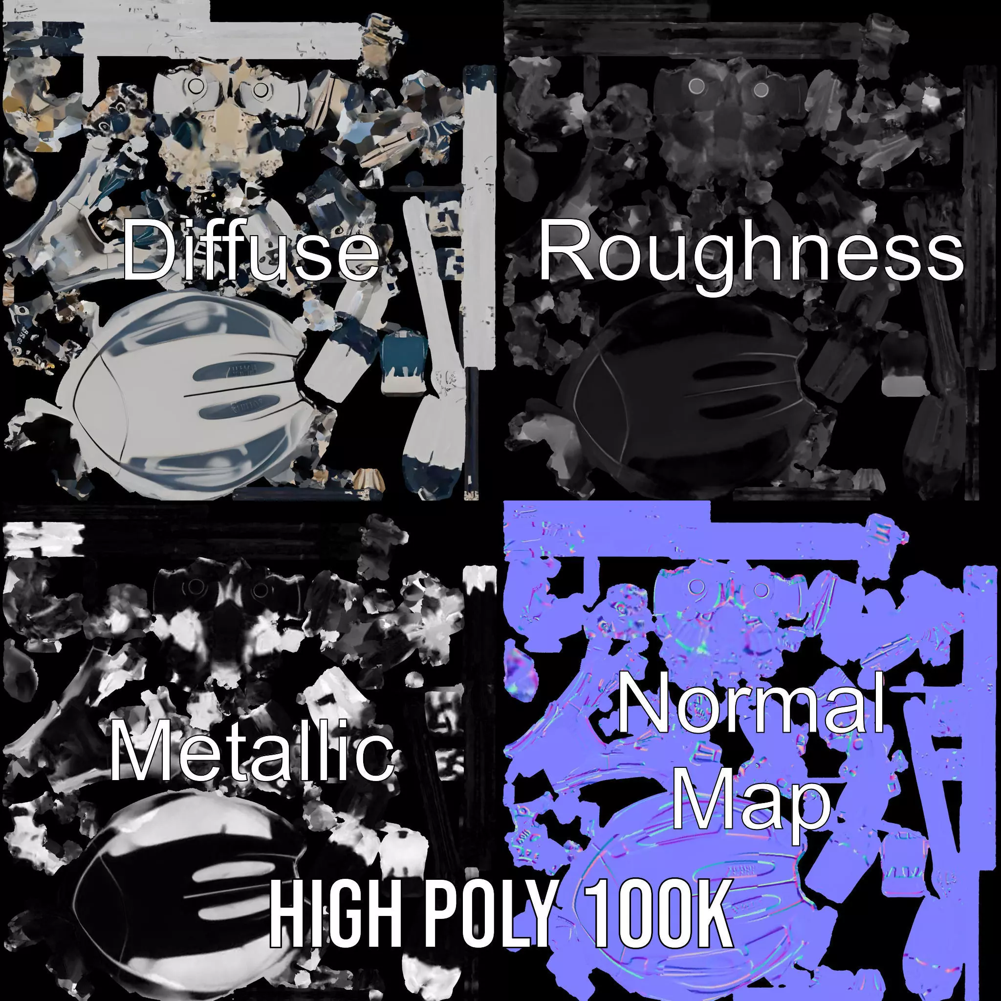 Futuristic Metallic Insect model pack Low-poly 3D model_3