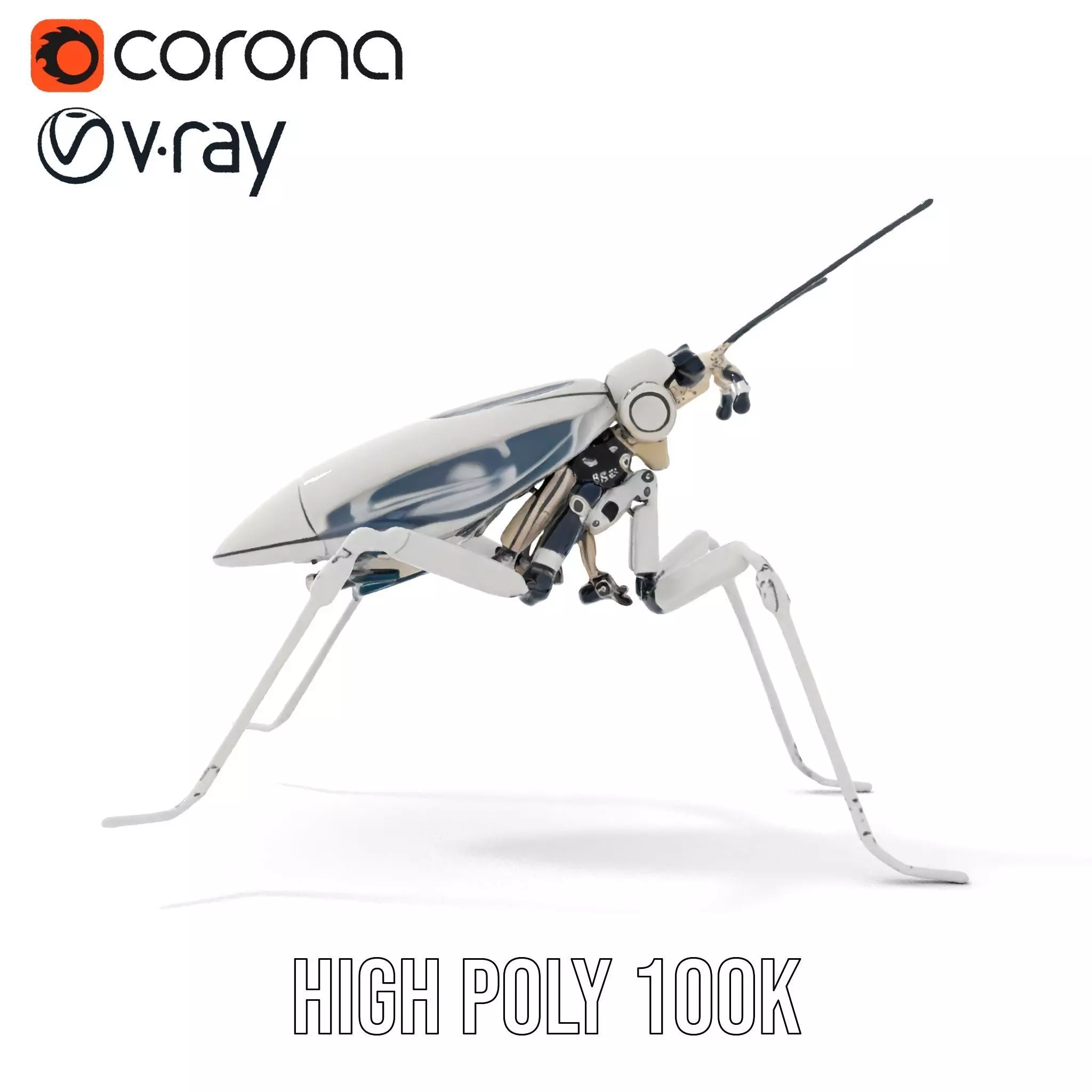 Futuristic Metallic Insect model pack Low-poly 3D model_20