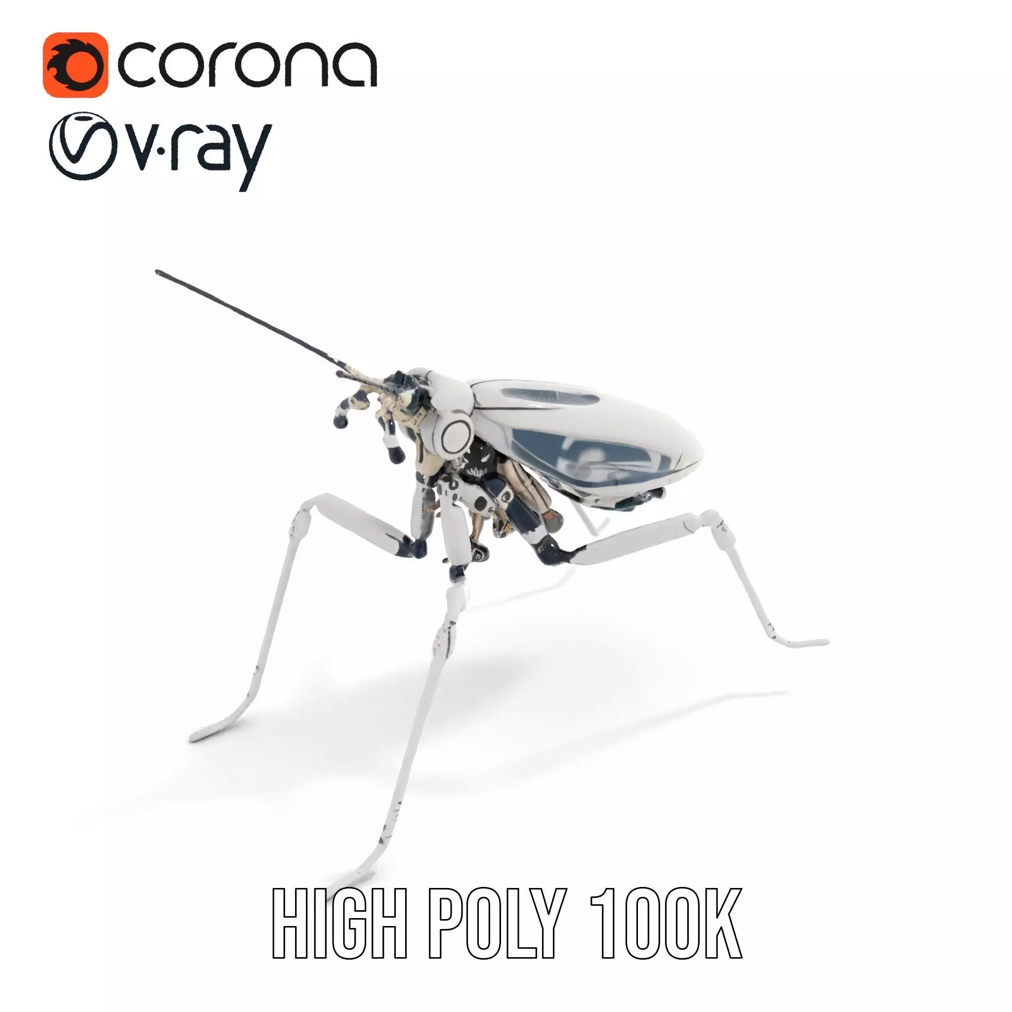 Futuristic Metallic Insect model pack Low-poly 3D model_17