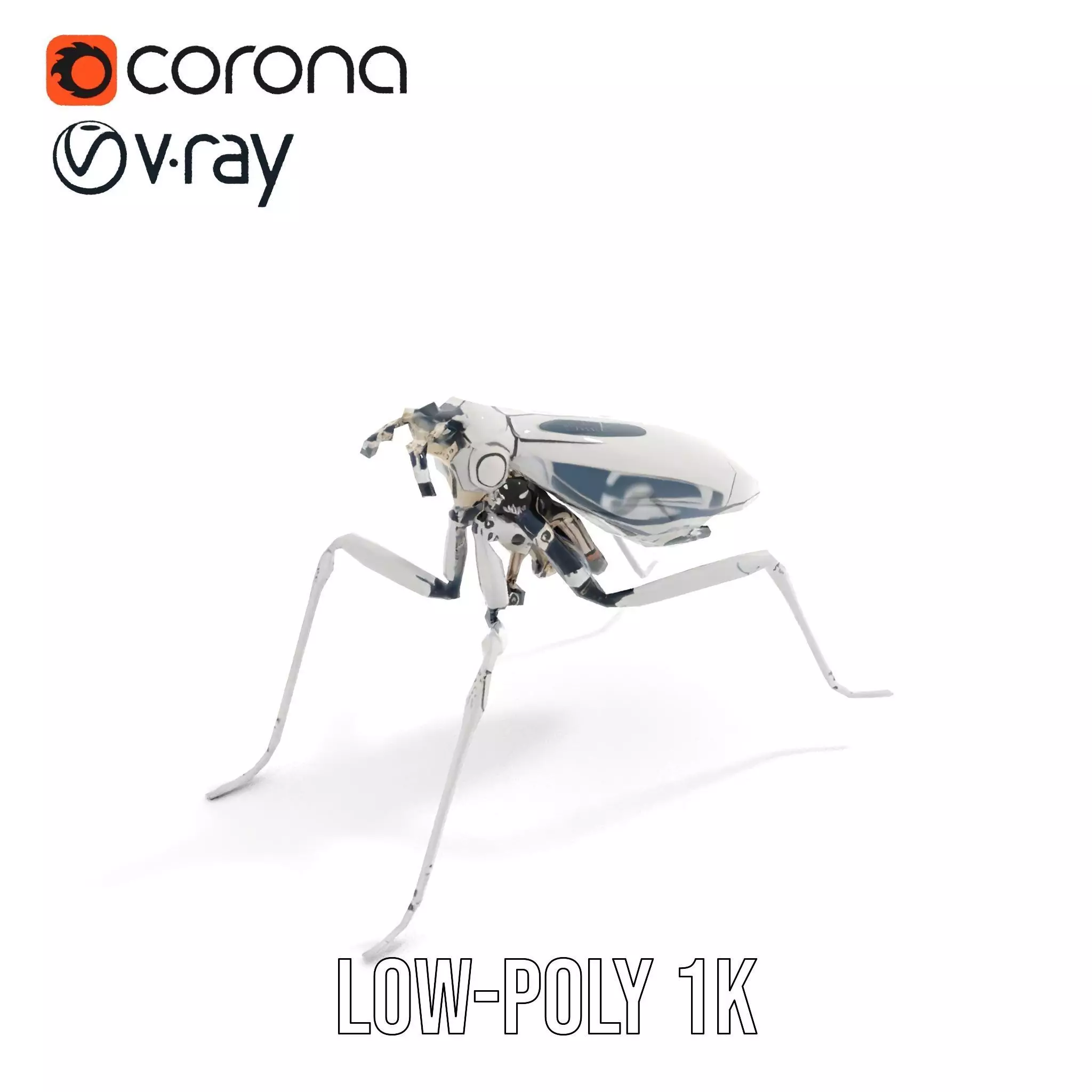 Futuristic Metallic Insect model pack Low-poly 3D model_7